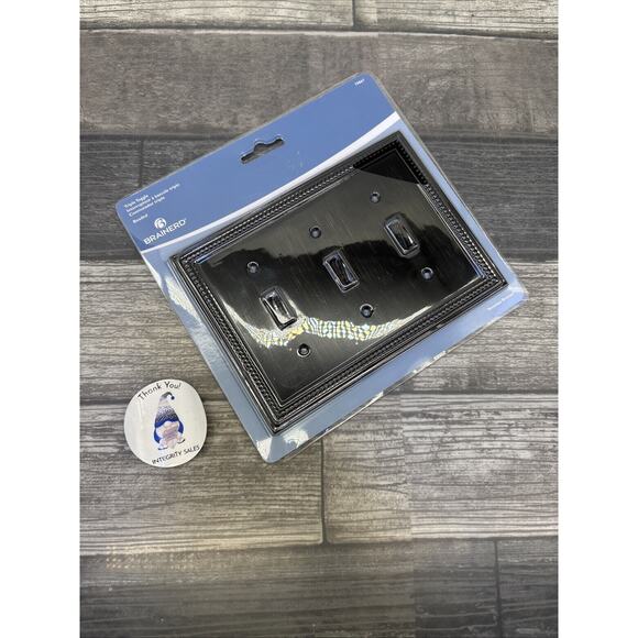 Brainerd Beaded Triple Toggle Wall Switch Plate 79867 Brushed Bronze {1} - Picture 11 of 11